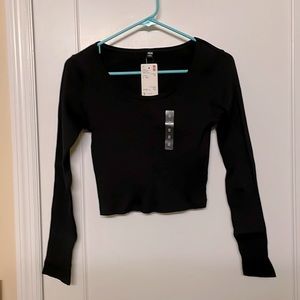Uniqlo - cropped ribbed long sleeve Shirt - S
